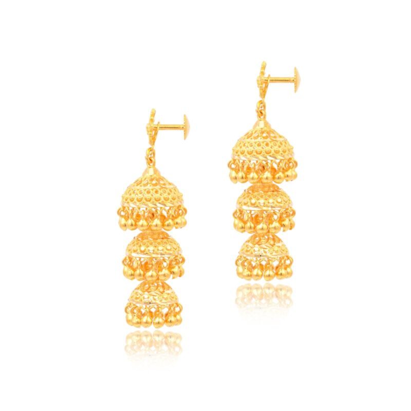 Alternative view of Pairing 22kt Gold Jhumki Earrings with Other Jewelry Pieces