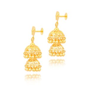 Alternative view of Adorning Bridal Attire with 22kt Gold Jhumki Earrings