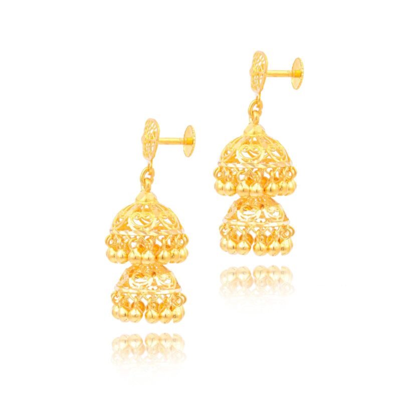 Alternative view of Adorning Bridal Attire with 22kt Gold Jhumki Earrings