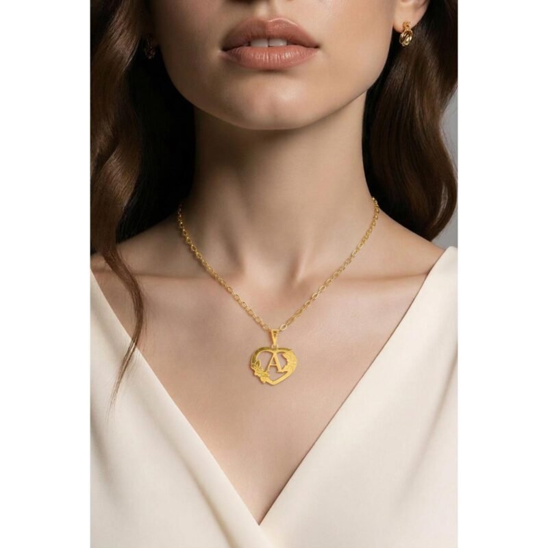 Alternative view of 18K Gold 'A' Pendant Necklace