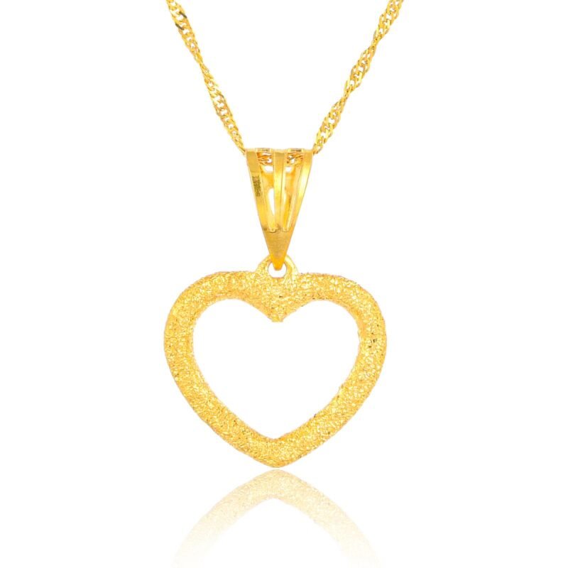 Exquisite 22K Gold Heart Pendant Necklace
