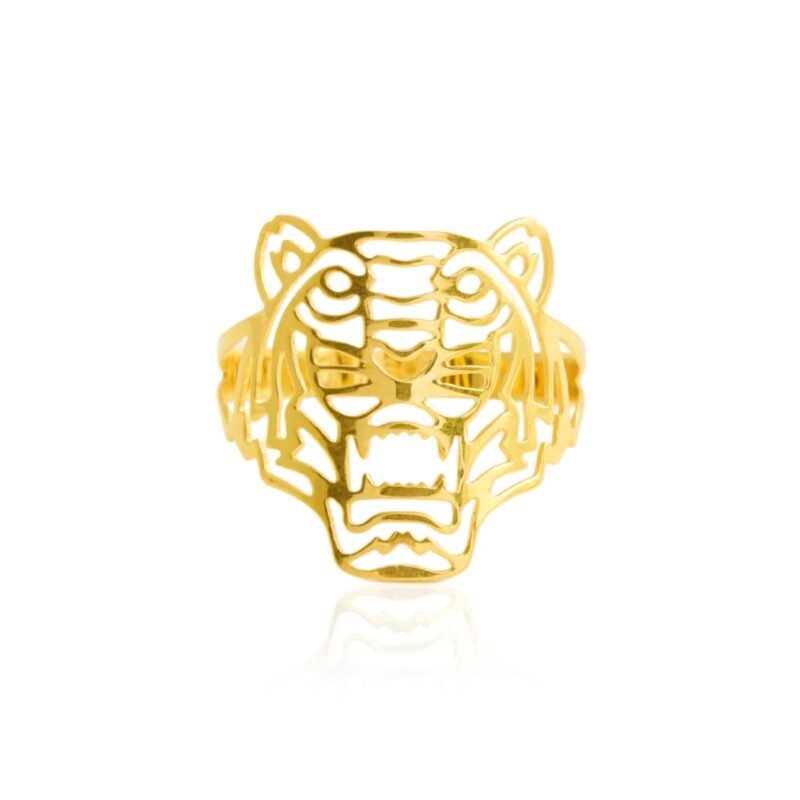 Lightweight 18K Gold Tiger Shaped Ring a Statement of Elegance by Bafleh Jewellery