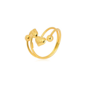 18k Gold Heart Ring with Floral Motif