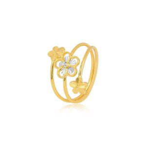 18kt Gold Flower Ring with Words of Love