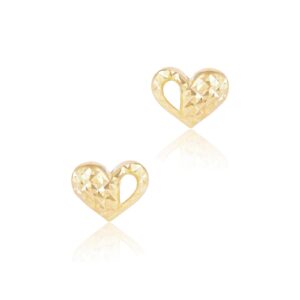18K delicate  Gold Heart-Shaped Earrings For Kids