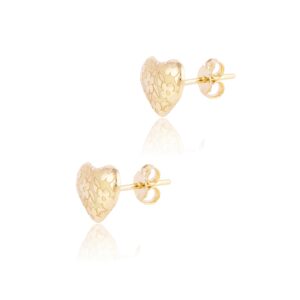 Alternative view of Radiant Heart-Shaped Earrings in 18K Gold For Kids