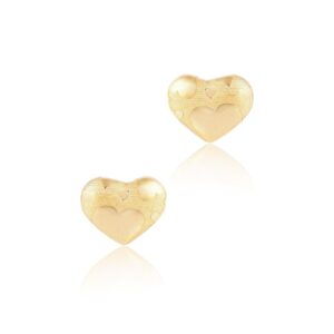Cherished Heart-Shaped 18K Gold Earrings for Kids