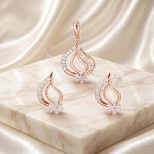 Elegant 14K Gold Diamond Pendant Set Collection at Bafleh Jewellery