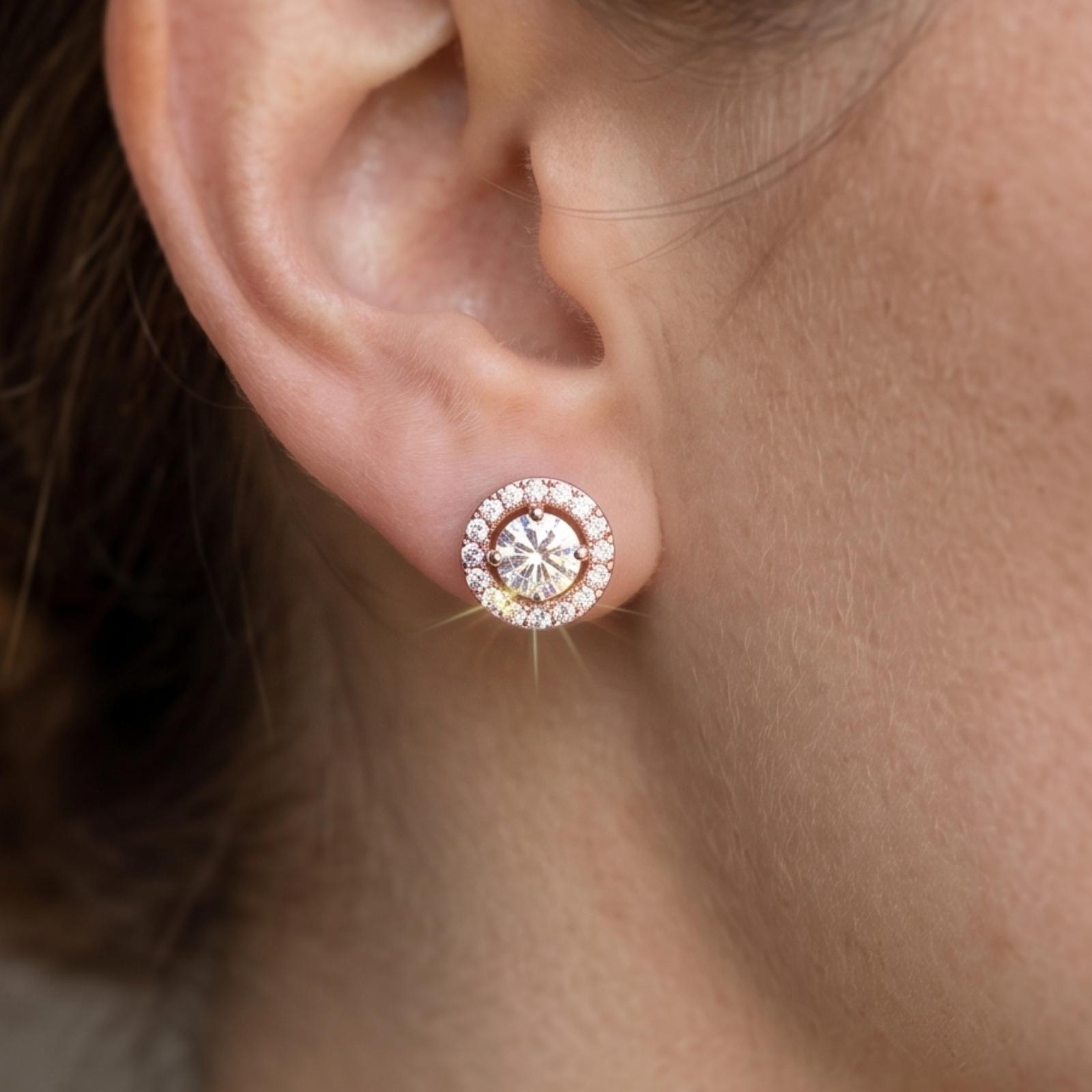 Classic Beauty in Every Detail: 14K Gold Diamond Earrings - Image 4