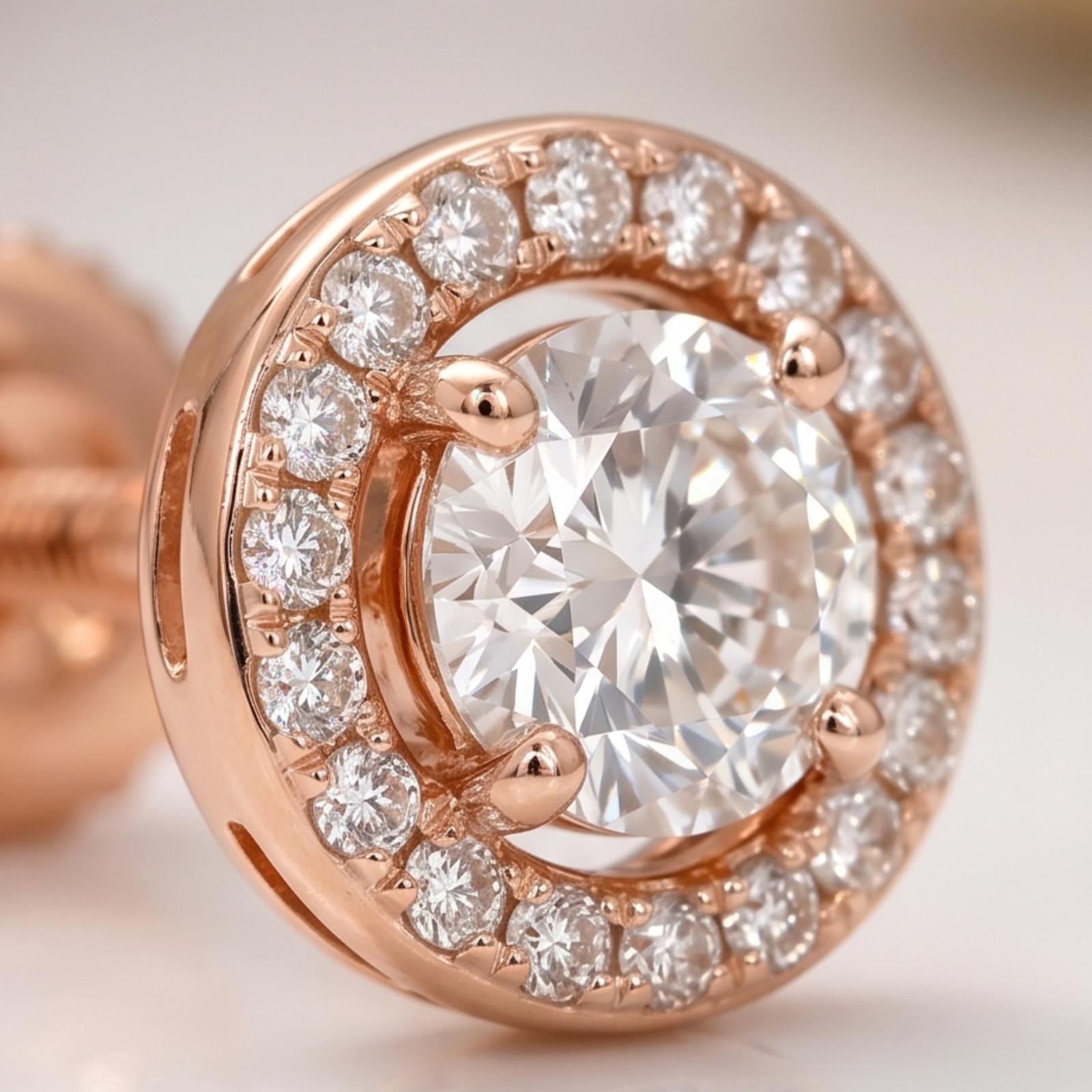 Classic Beauty in Every Detail: 14K Gold Diamond Earrings - Image 2