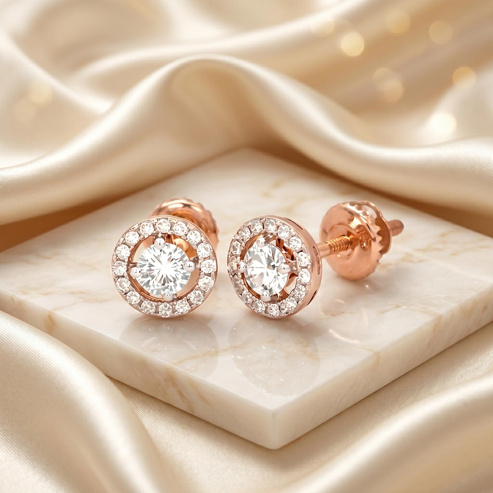 Classic Beauty in Every Detail: 14K Gold Diamond Earrings - Image 5