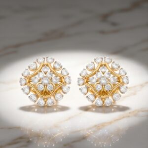 Crafted Brilliance in 14K Gold Natural Diamond Earrings