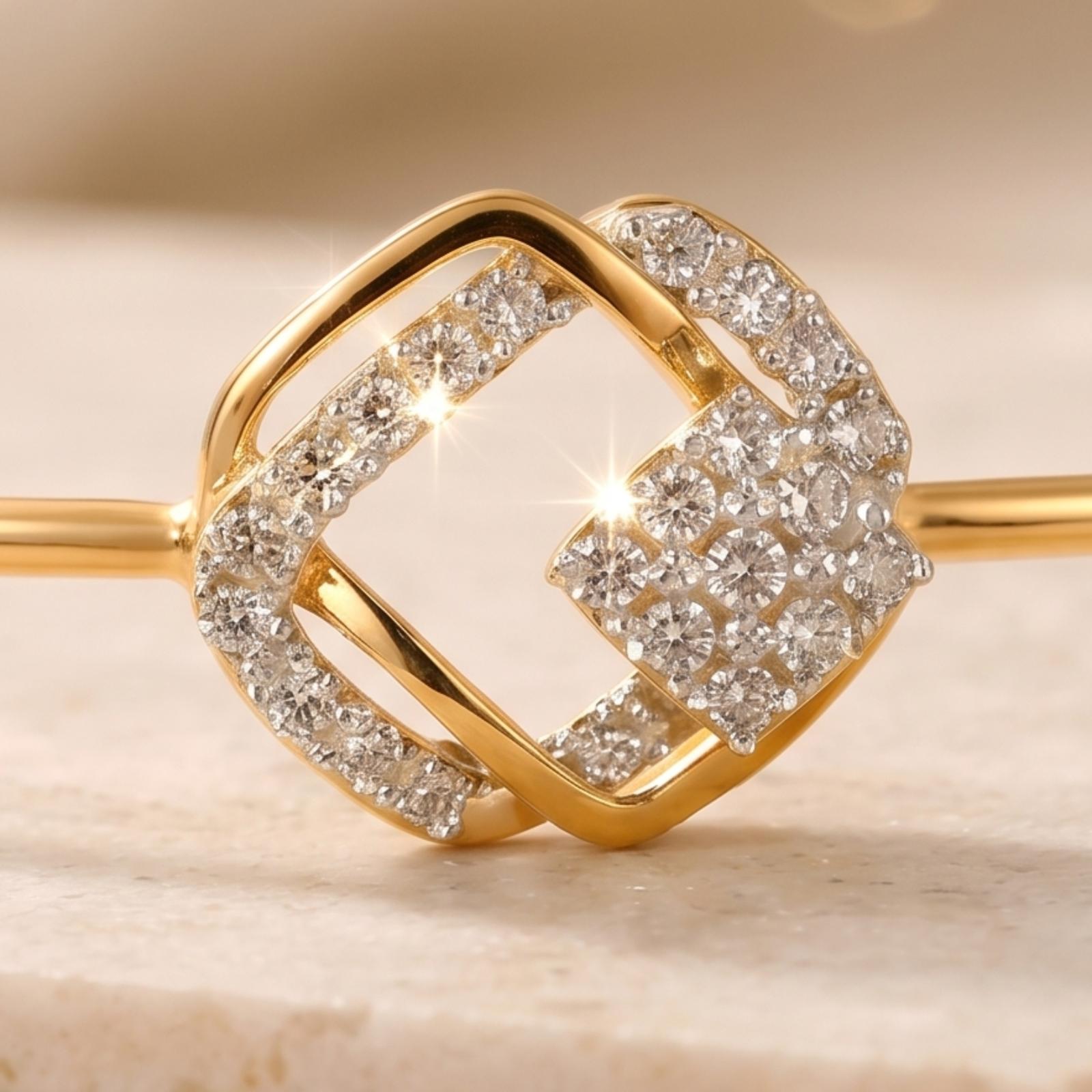 Special Price Natural Diamond Pendant with Bangle Set in 14K Gold Bafleh Jewellery - Image 3