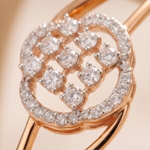 Alternative view of Exquisite 14K Gold Diamond Bangle with IDT Certified Natural Diamonds for Timeless Elegance