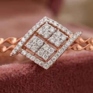 Alternative view of Elegant 14K Gold Diamond Bangle with Certified Natural Diamonds and IDT Certificate by Bafleh Jewellery