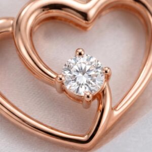Alternative view of Elegant 14K Gold Natural Diamond Heart Pendant