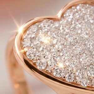 Alternative view of Sparkle with Love – 14K Gold Natural Diamond Heart Ring & Earrings Set at a Special Price