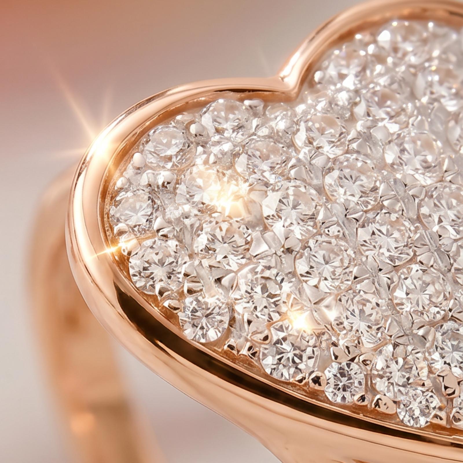 Sparkle with Love – 14K Gold Natural Diamond Heart Ring & Earrings Set at a Special Price - Image 2