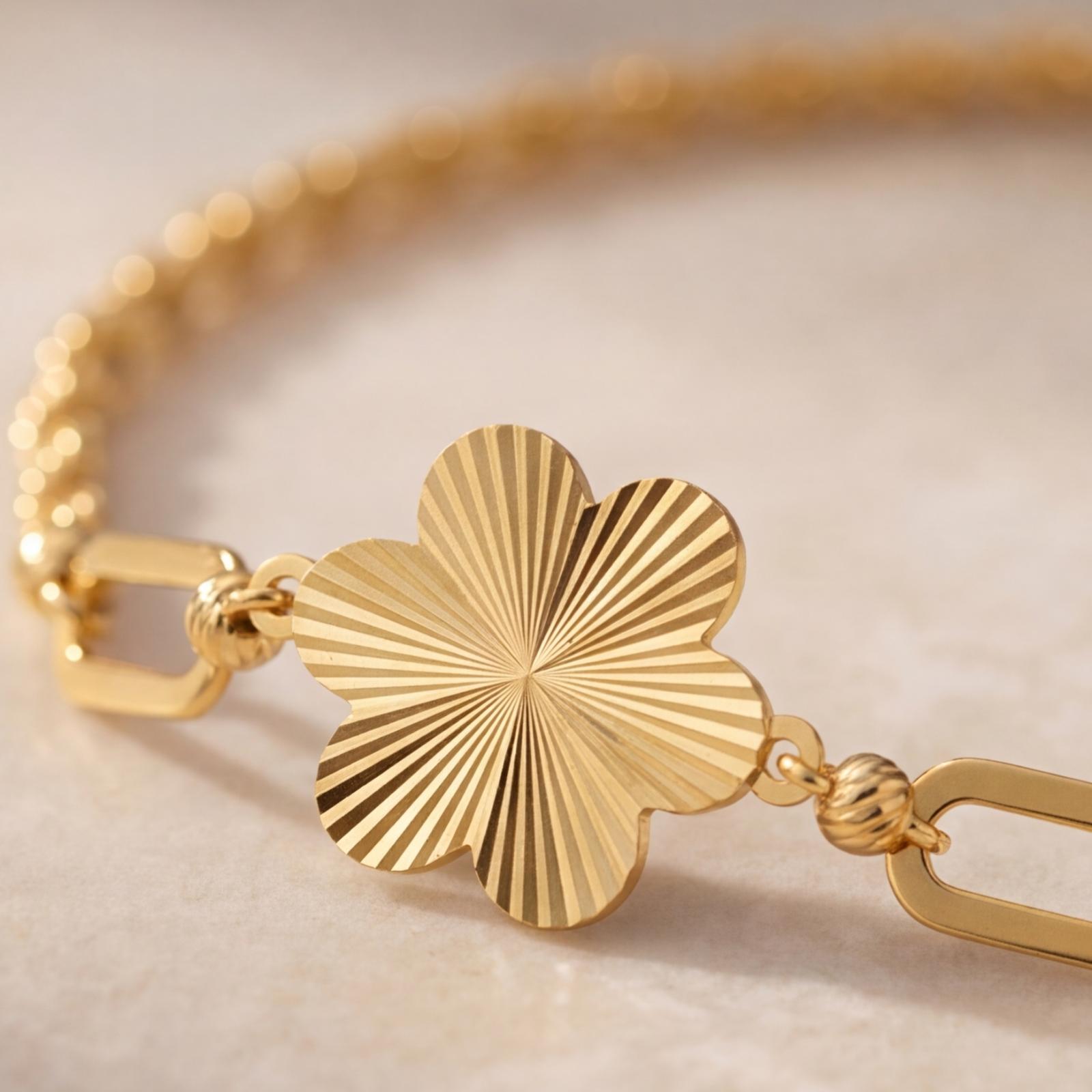 Bloom in Elegance with Our 18K Gold Flower Bracelet by Bafleh Jewellery - Image 2