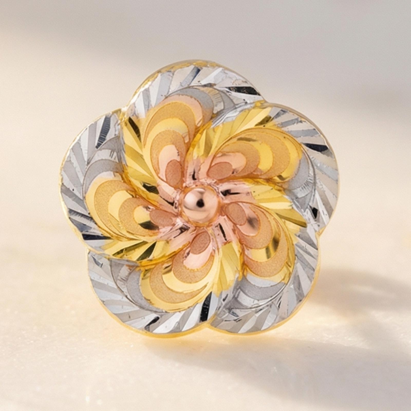 Delicate Floral Art in 22KT Gold – Signature Earrings by Bafleh Jewellery - Image 2