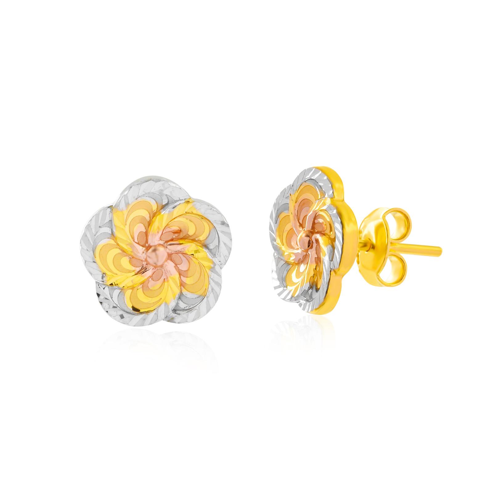 Delicate Floral Art in 22KT Gold – Signature Earrings by Bafleh Jewellery - Image 5