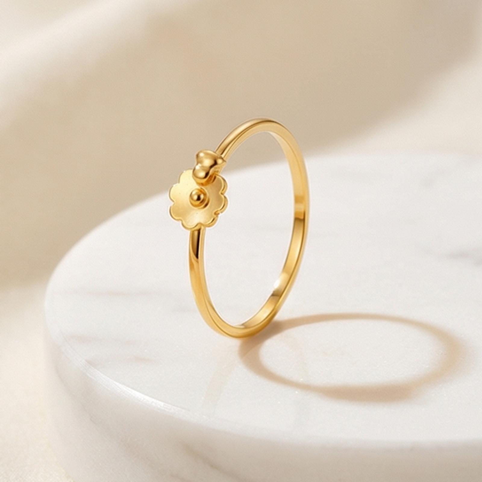 Refined Radiance Sophisticated 22KT Light weight Gold Ring Design by Bafleh Jewellery