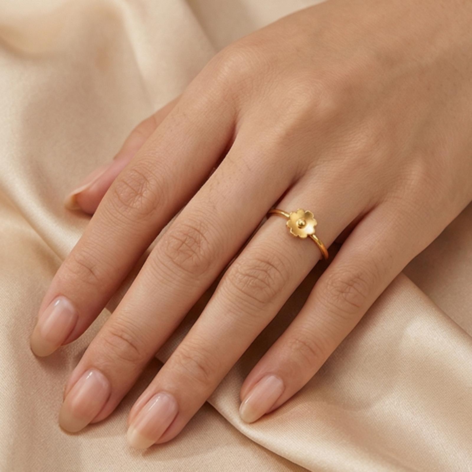 Refined Radiance Sophisticated 22KT Light weight Gold Ring Design by Bafleh Jewellery - Image 3