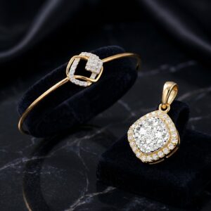 Special Price Natural Diamond Pendant with Bangle Set in 14K Gold  Bafleh Jewellery