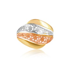 Alternative view of Shine Beyond Ordinary 3 Tone 18KT Gold Ring