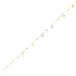 Alternative view of Pure 21K Gold Heart Anklet A Symbol of Grace & Love