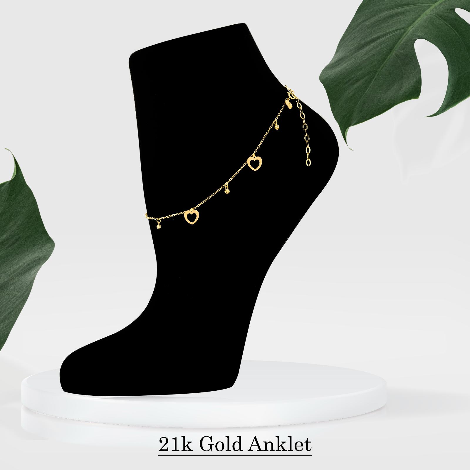 Pure 21K Gold Heart Anklet A Symbol of Grace & Love - Image 3