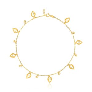 Step into Elegance with 21K Gold Leaf Anklets Only at Bafleh Jewellery