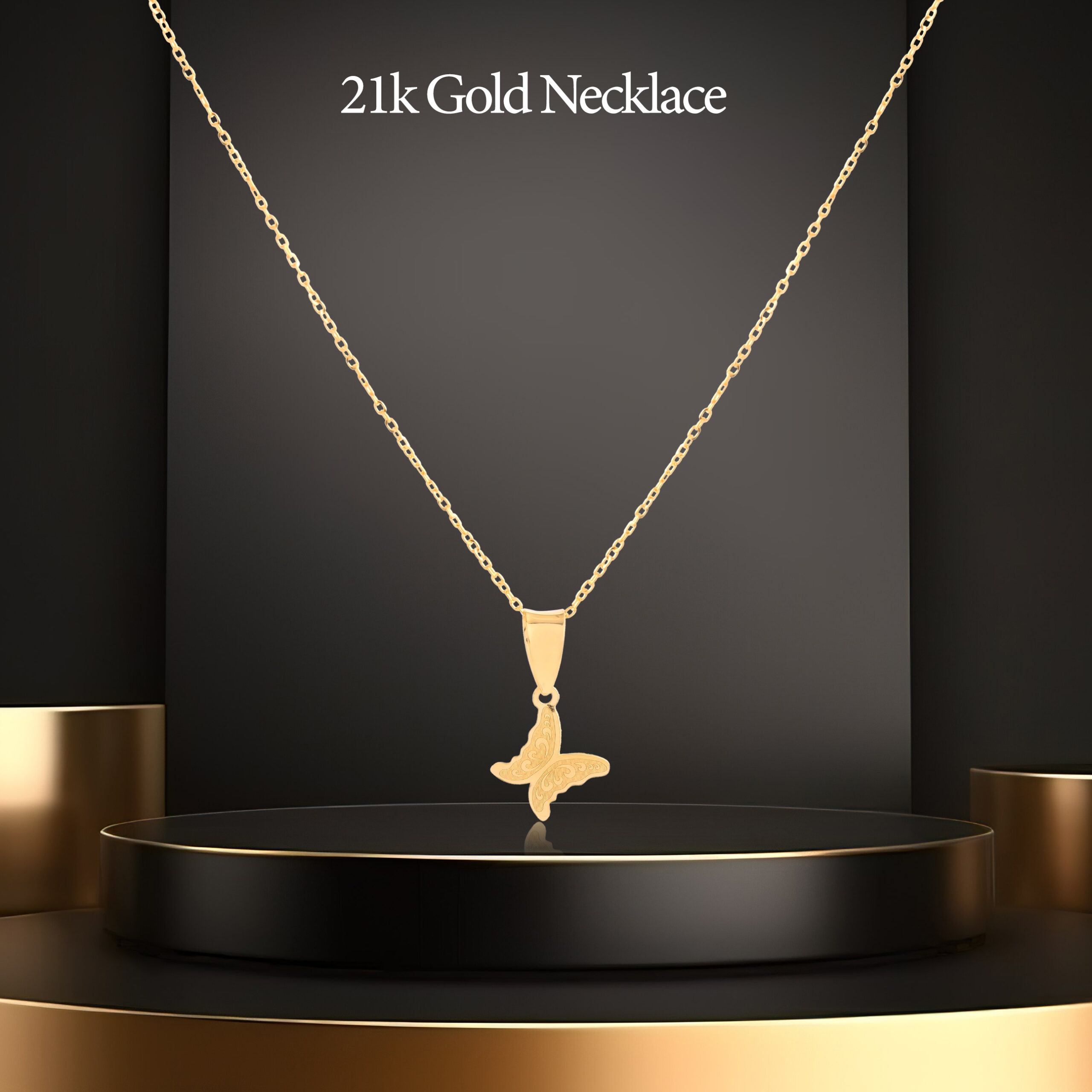 Wear the Symbol of Grace ? Butterfly Necklace in 21K Gold - Image 3