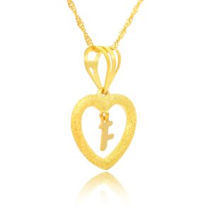 Alternative view of 22kt Gold 'F' Pendant: Heart-Shaped Beauty