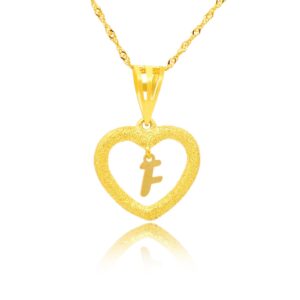 22kt Gold 'F' Pendant: Heart-Shaped Beauty
