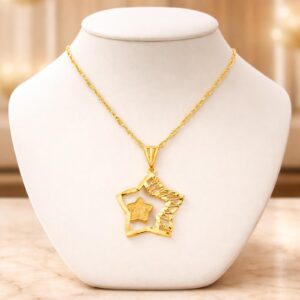 Alternative view of 22K Gold Star Shpae Pendant by Bafleh Jewellery