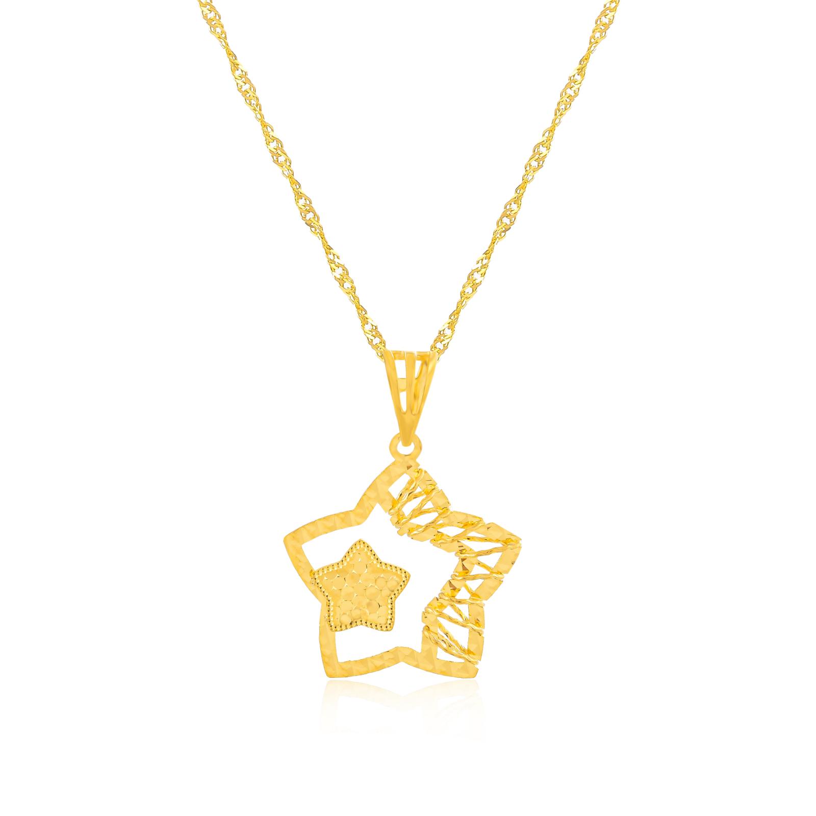 22K Gold Star Shpae Pendant by Bafleh Jewellery