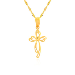 22K Gold Cross Pendant  Elegant Symbol of Christian Devotion by Bafleh Jewellery