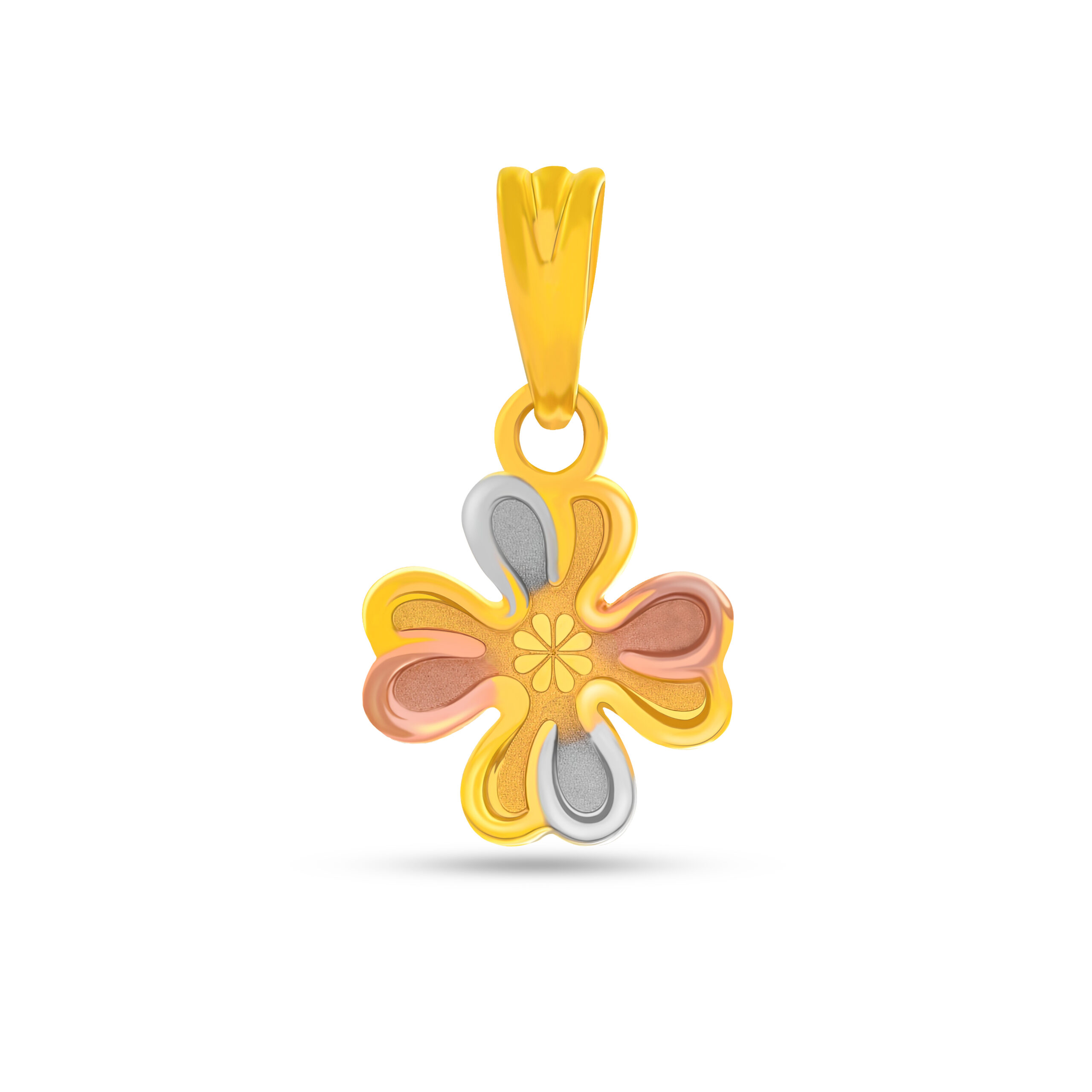 Timeless Tricolor Elegance 22K Gold Pendant Set in Rose, White & Yellow Gold - Image 2