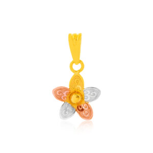 Alternative view of 22K Three-Tone Gold Pendant Set Fusion of Rose, Yellow & White Gold by Bafleh Jewellery