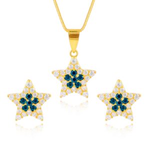 Starstruck Elegance: 22kt Gold Pendant Set with Cosmic Beauty