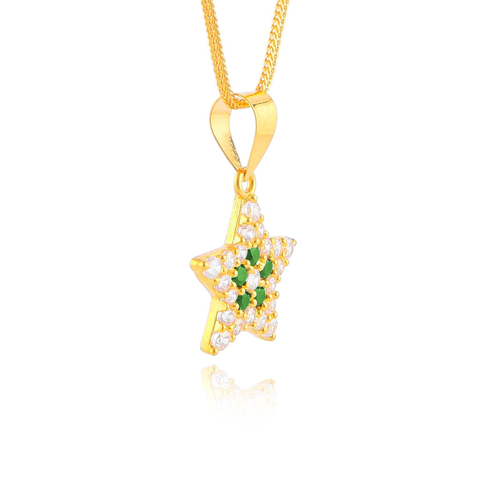Celestial Charm: Star-Shaped Pendant Set in Pure 22kt Gold - Image 2