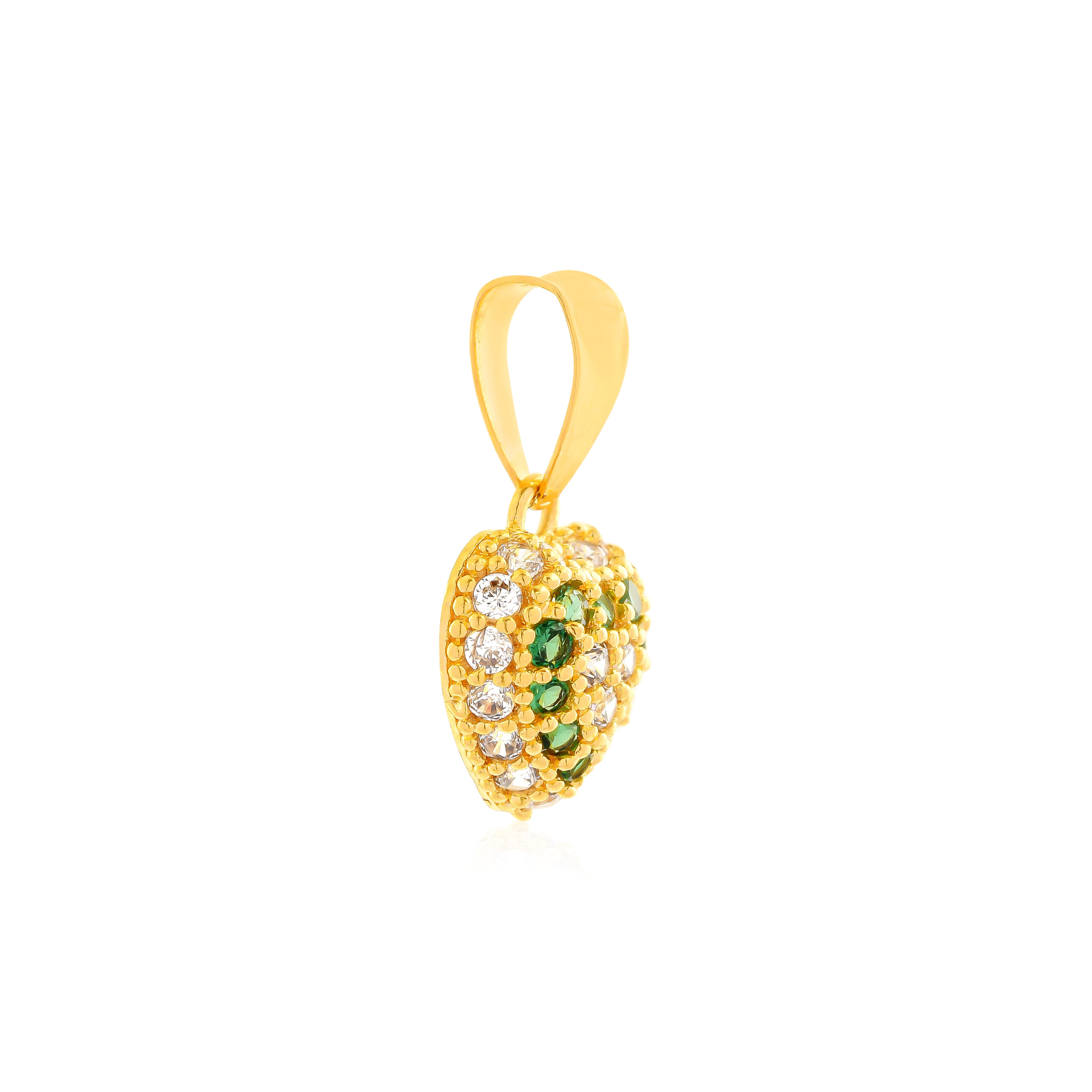 Radiant Heart 22K Yellow Gold Pendant Set with White & Green Stones by Bafleh Jewellery - Image 3