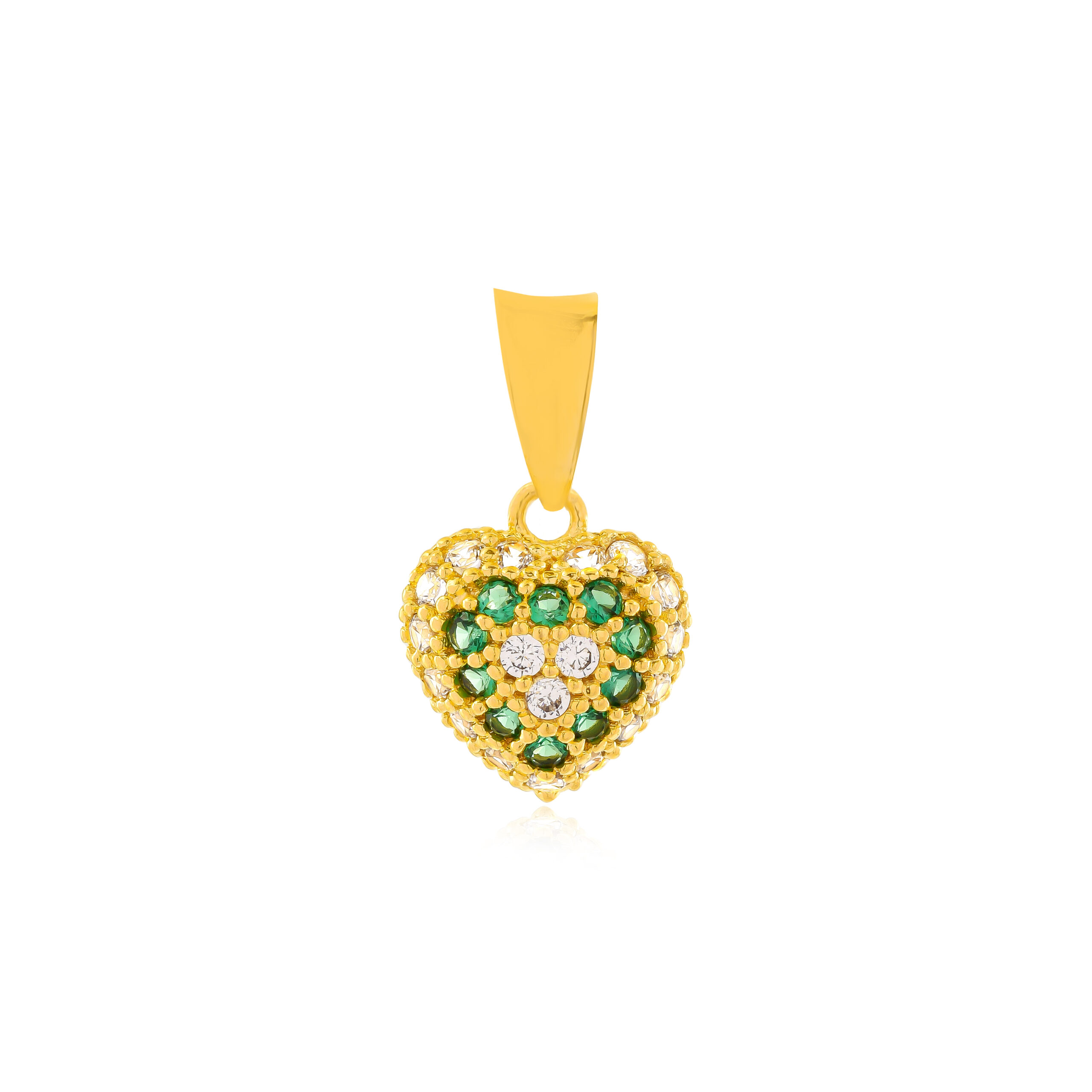 Radiant Heart 22K Yellow Gold Pendant Set with White & Green Stones by Bafleh Jewellery - Image 2