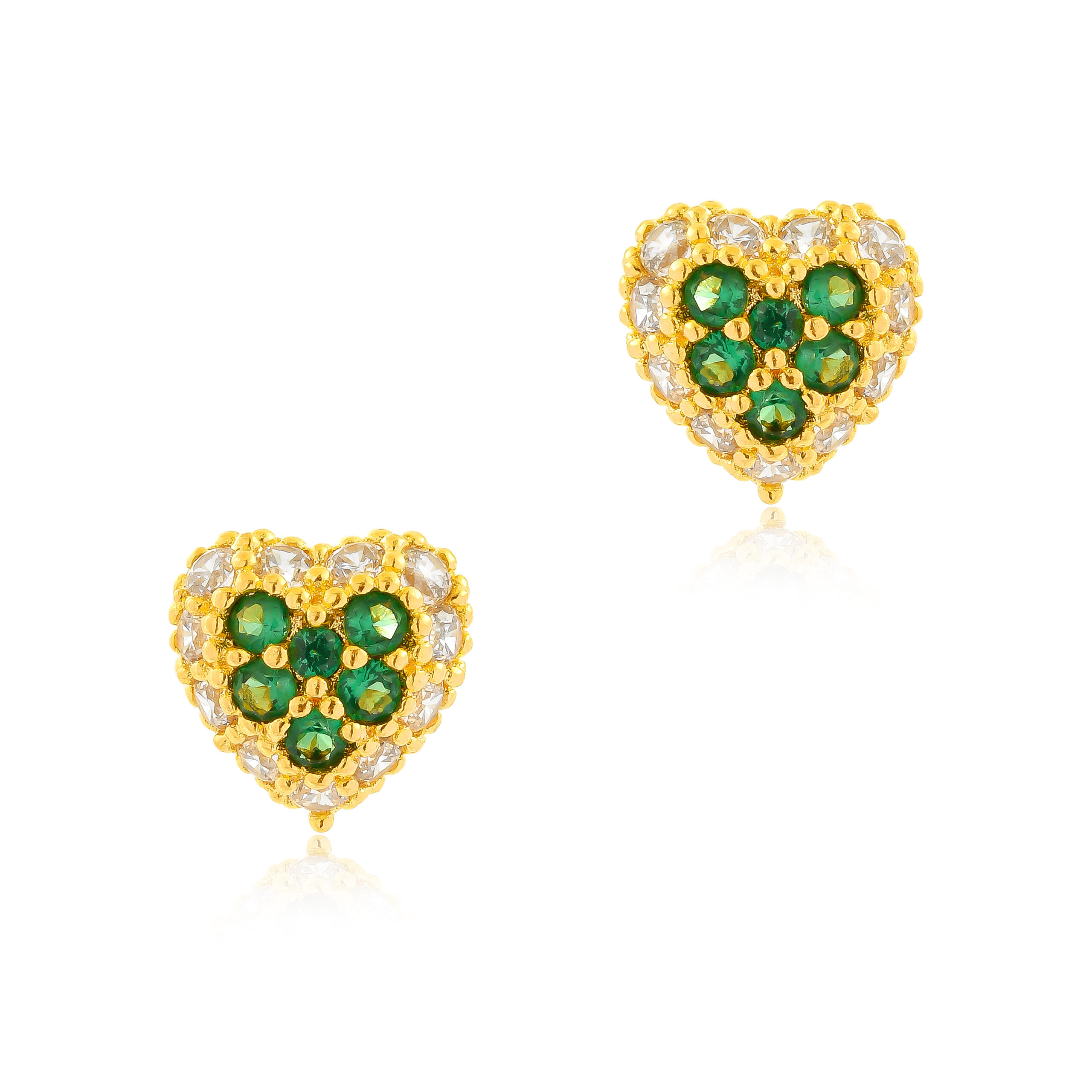 Radiant Heart 22K Yellow Gold Pendant Set with White & Green Stones by Bafleh Jewellery - Image 4