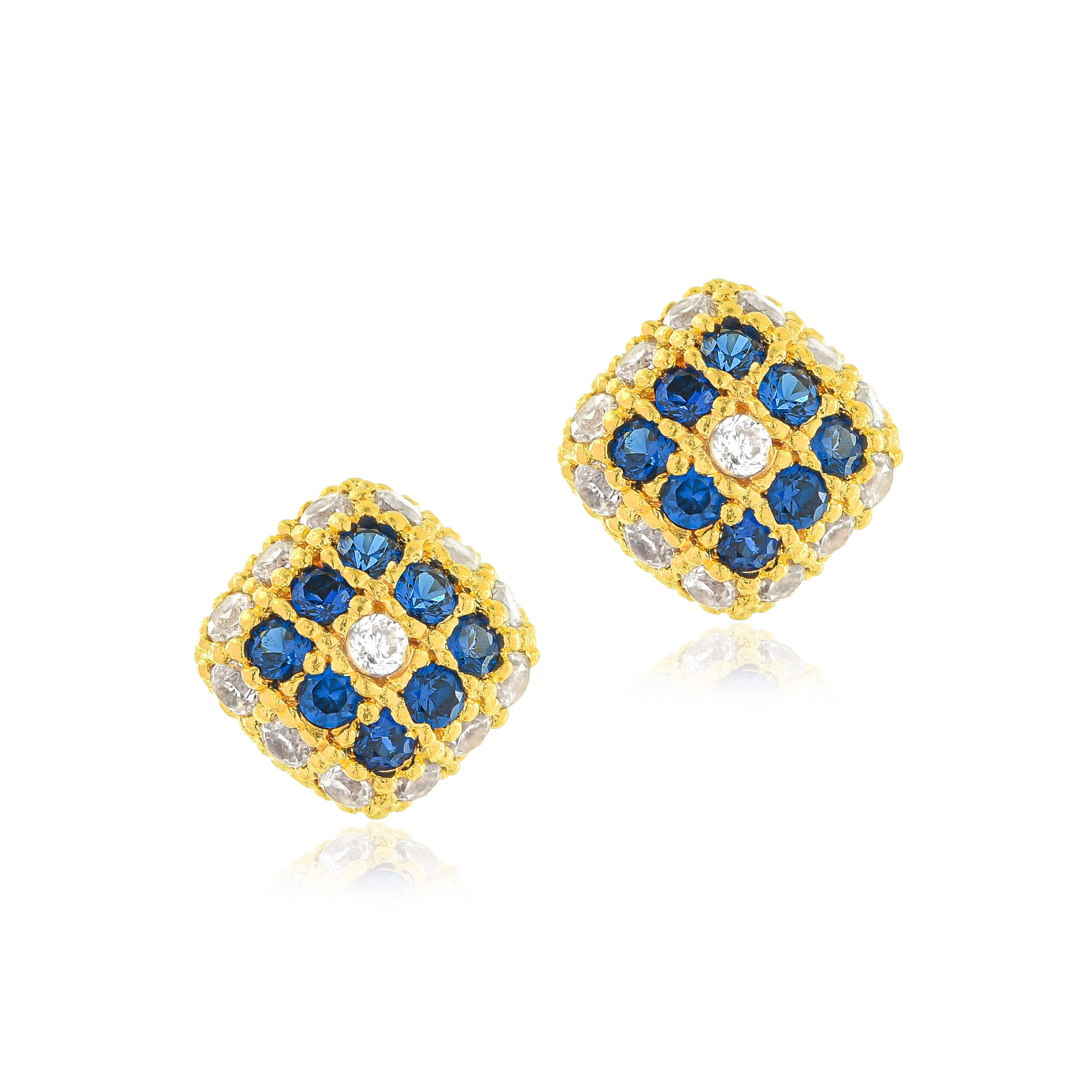 Royal Blue Grace ? 22K Yellow Gold Square Pendant Set with White & Mesmerizing Blue Stones - Image 4