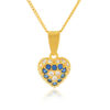 Ocean of Love 22K Yellow Gold Heart Necklace with White & Blue Stones by Bafleh Jewellery