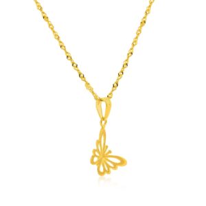 Alternative view of Timeless Charm: 21K Gold Necklace with Butterfly Design