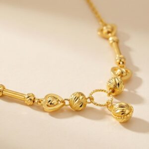 Alternative view of Unmatched Elegance in Every Strand : Bafleh's Lightweight 22kt Gold Necklace Set for the Contemporary Woman