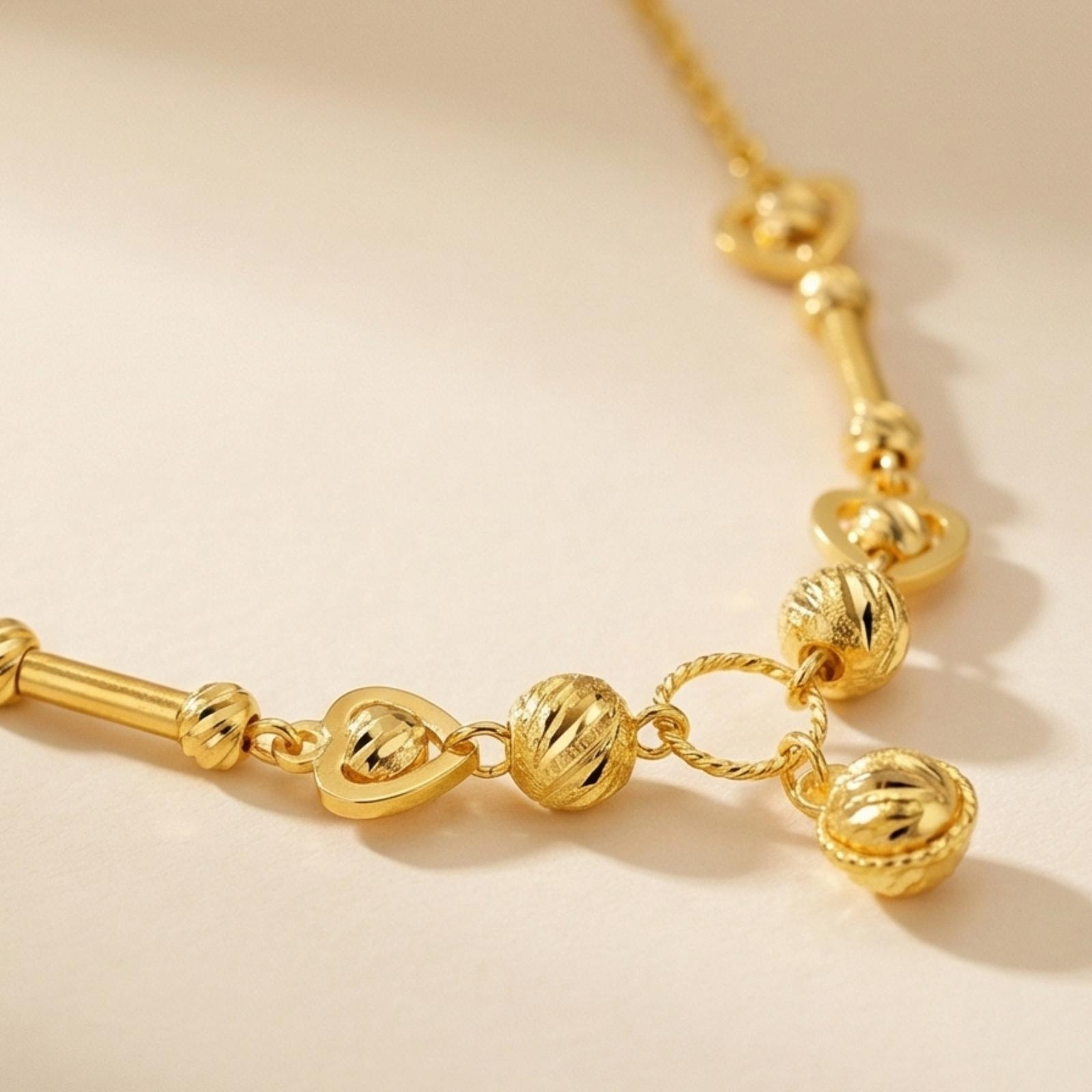 Unmatched Elegance in Every Strand : Bafleh's Lightweight 22kt Gold Necklace Set for the Contemporary Woman - Image 2